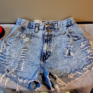 Vintage Essential Sport Acid Wash Denim Shorts/Mom Jean/High Waist Jean Shorts